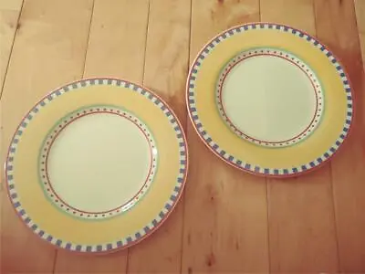 Villeroy And Boch Bea Twist Two 10 5/8  Dinner Plates Yellow Happy • $24.99