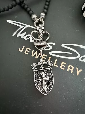 Thomas Sabo Royalty Carrier & Pendant/onyx Pave Necklace Boxed • £279