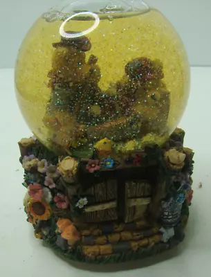 Teddy Bear Music Box Snowglobe With Papa Momma In Glitter 6  Tall • $15.25