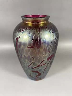£24 • Buy Pink Royal Brierley Studio Michael Harris Iridescent Art Glass Vase 6 