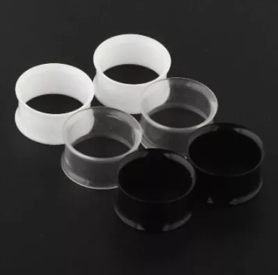 1 X Pair Of Acrylic Ear Tunnels Piercing Jewellery Plugs Gauges Black White  • $5.80