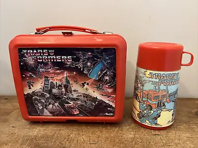 Vintage 1986 Aladdin Hasbro Transformers Lunch Box With Thermos • $59.99