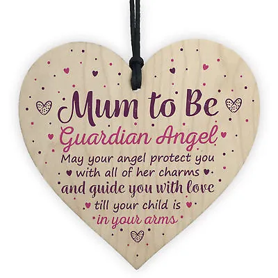 Mum To Be Gifts Guardian Angel Wooden Heart Baby Shower Gifts Boys Girls For Her • £3.99
