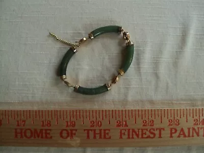 Vintage/Retro Jade Tube Link Bracelet With Gold Tone Attachments • $9.99