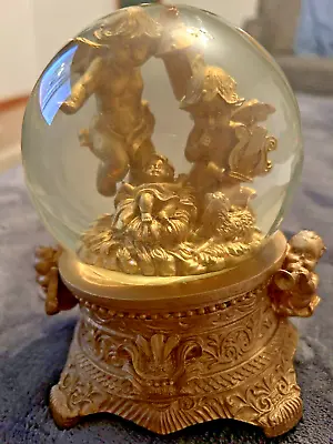 Musical Gold Colored Snow Globe - Angel - Hark The Herald Angels Sing Christmas • $10.45