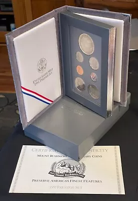 1991 U.S. Prestige Proof Set Mount Rushmore Anniversary 7 Coin Set With COA • $37.88