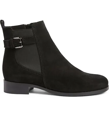 $400 La Canadienne Sterling Waterproof Bootie BLACK BUCKLE MOTO SUEDE 8 (B20) • $160