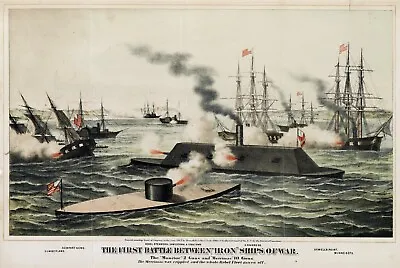 9789.Decoration Poster.Civil War Ironclad Battleship.American History.Merrimac • $49