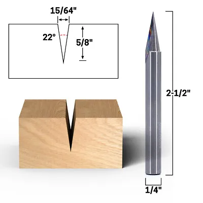 $23.95 • Buy 22Â° Zero Point V Groove Engraving Carbide Router Bit 1/4  Shank - Yonico 14106q