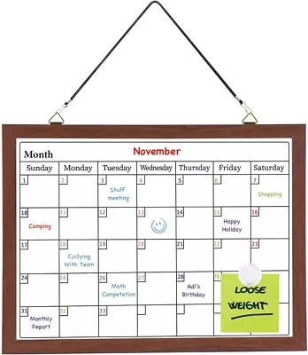 Monthly Calendar Dry Erase Whiteboard For Wall 12  X 16  Magnetic Monthly Dry E • $16.99