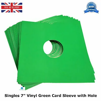 Green Card Sleeve Singles 7” Vinyl Protector With Hole Scratch Proof MASTERBAG • £189.79