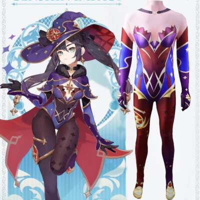 £37.20 • Buy Genshin Impact Mona Jumpsuit Cosplay Adult Kids Bodysuit Halloween Women Zentai
