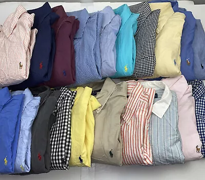 Wholesale Lot Of 20 Ralph Lauren Men's Button Down Shirts Large L • $196.50