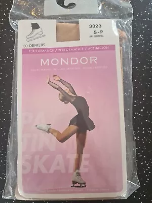 New Mondor 3323 Footless Ice Skating Tights - SIZE S-P 4'11   - 5'4  KR CARAMEL • £17.50