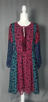 Matilda Jane Dress Womens Small Colorblock Swiss Dot Print Hi Lo Long Sleeve • $27.96
