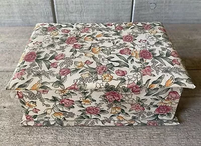Vintage Floral Fabric Covered Jewelry Box W/Mirror • $18.95
