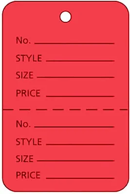 Perforated Tags Price 1000 Sale 1 ¼ X 1 ⅞” Two Part Red Unstrung Tag  • $23.97