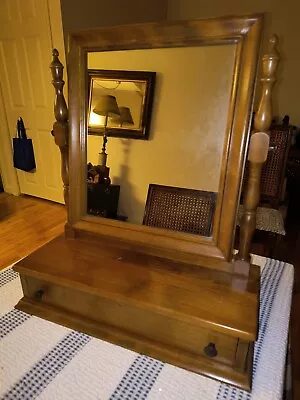 Vtg Ethan Allen Baumritter Cheval Tabletop Shaving Mirror Drawer W/ Brass Pulls • $171.99