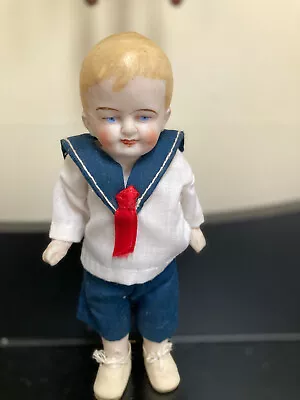 Vintage German Porcelain 7 Inch Boy Doll In Sailor Suit • $75