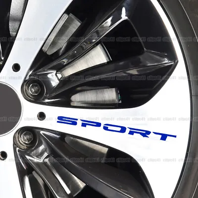 4x Blue SPORT Racing Sticker Graphic Car Rim Wheel Hub Decal Strip Accessories • $3.85