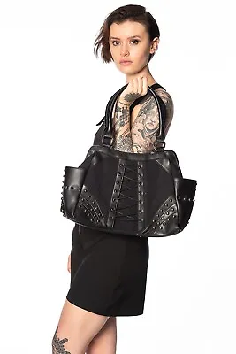 £37.99 • Buy BANNED Apparel Black Rockabilly Gothic Punk Emo Studded Annabel Lee Bag Handbag