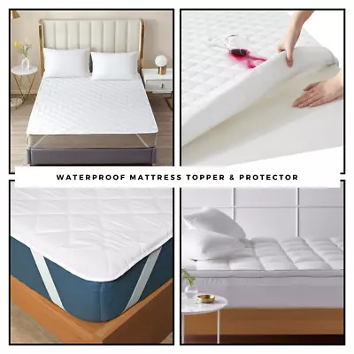 Quilted Waterproof Mattress Protector & Mattress Topper Protector Pads All Sizes • $14.99