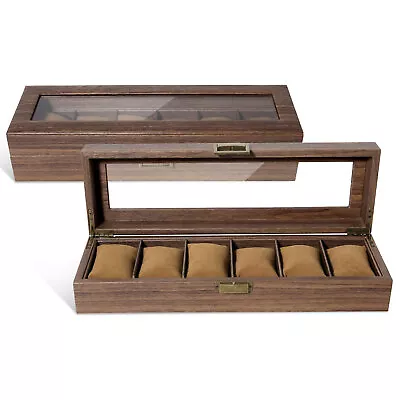 6 Slots Mens Watch Box Case Organizer Watches Holder Jewelry Storage Display • $26.59