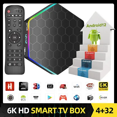 2023 WIFI6 Smart TV BOX Android 12.0 5G 6K 4GB 16GB Media Player 4 Core BT 5.0 • $29.99