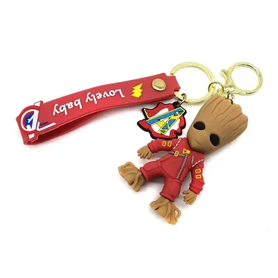 Marvel Avengers Groot Keychain Cartoon Silicone Key Ring Figure Toys Kids Gift • £1.21