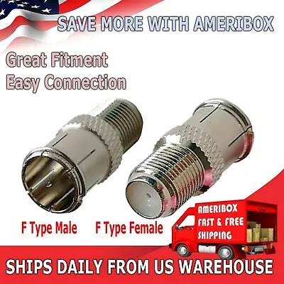 F Type Quick Plug RF Coax Coaxial Cable Adapter Connector - Male To Female M/F • $4.95