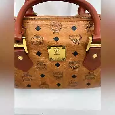 MCM Cognac Visetos Coated Canvas Boston Bag • $250