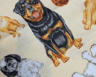 Vintage Dogs On Tan Background Fabric • $7