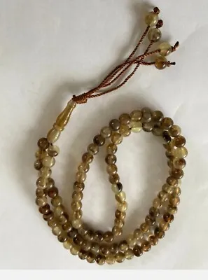 Quality Tasbeeh Marble 99 Regular (5mm) Bead Muslim Prayer Rosary- Brown Marble • £2.95