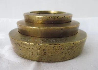 Rare Antique Vintage Victorian Stacked Nested Brass Shop Weights Lot Of 3 • $75