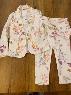 Next Girls CLASSIC SUIT BLAZER TROUSERS DRESS Age 5 BNWT Cotton FLORAL NEW • £44.51