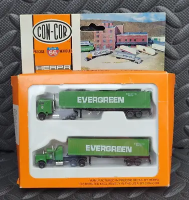 N Scale - Con-Cor - 2-Pack Semi Tractor + Trailer - Evergreen Lines • $39.99