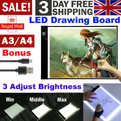 A3 LED Drawing Tracing Board Light Box Tattoo Art Stencil UltraThin Lightbox Pad • £9.59