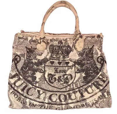 *Rare* Vintage Juicy Couture Canvas Snakeskin Purse/bag/tote Cream Black Glitter • $99