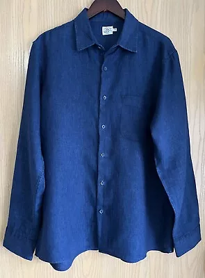 Faherty | Mens SZ XL | Indigo Blue Long Sleeve Linen Laguna Shirt Button EUC • $55