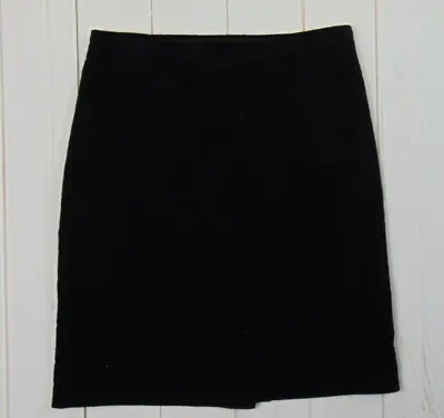 Laura Ashley Black Corduroy Skirt Size 14 Pencil Knee Lined Slit Women's Zip • £14.72