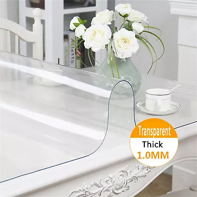 1mm Thick Clear Transparent Vinyl PVC Tablecloth Table Protector Plastic Cover • £8.70