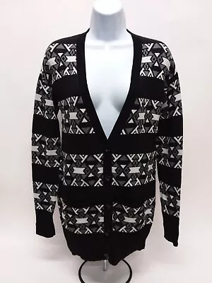 Women's Small Mossimo Supply Co. Long Sleeve Black Geometric Cardigan Sweater • $14.95