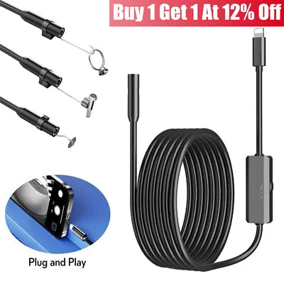 HD Endoscope Borescope Snake Inspection Camera IP68 Waterproof For IPhone IOS • £12.49