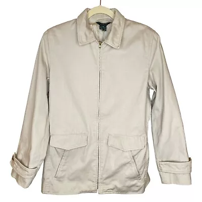 J. Crew Cream Twill Cotton Front Zip Utility Jacket M • $18