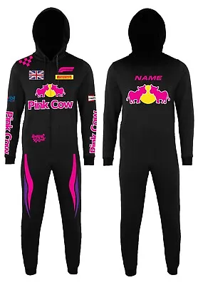 Formula 1Onesie Hooded All-in-One For Adults And Kids - Pink Cow • £44.97