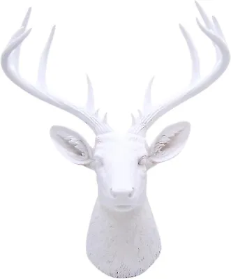 20.5  White 10 Point Resin Deer Head Rustic Dear Head Wall Mount Decor • $64.50