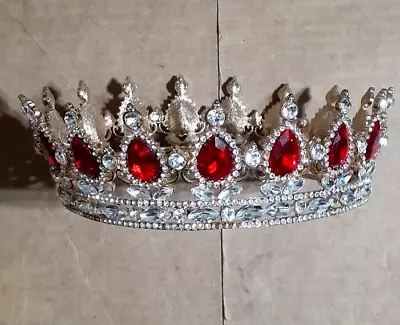 Queen/King/Man/Woman/Princess Tiara Red Crystal Royal Crown Jewelry Accessory • $48.95