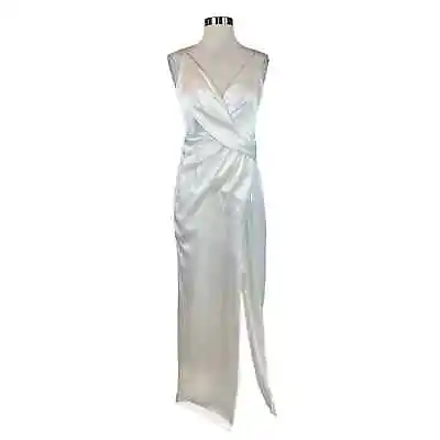 Aidan Mattox Women's Formal Dress Ivory White Satin Long Evening Gown Size 10 • $69.99