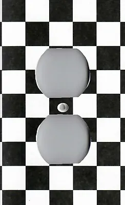 Light Switch Plate Cover HOME DECOR BLACK WHITE CHECKER BOARD PATTERN • $11