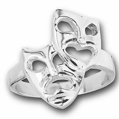 Comedy Tragedy Masks Ring Silver Stainless Steel Actor Drama Theater Band • $17.99